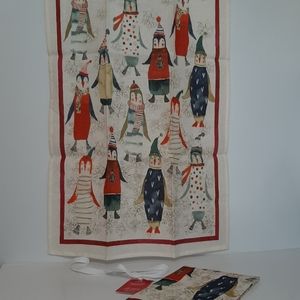 Williams Sonoma RARE Italian Made Natale Penguin Linen Towels